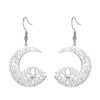 Wholesale European and American Holiday Cross-Border Decoration Cut Out Moon Lotus Earrings 304 Stainless Steel Earrings