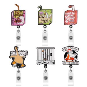 Wholesale Cross-border free shipping new silly goose cute goose black rotating alligator clip easy pull-up retractable badge buckle
