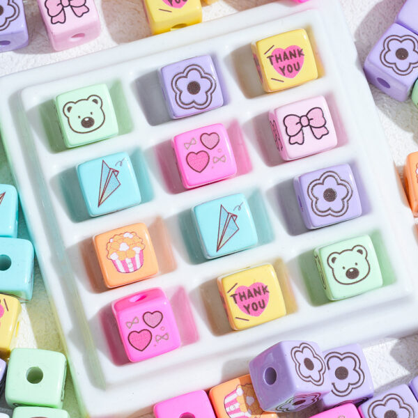 Wholesale 10pcs Cartoon Character Square Perforated Beads