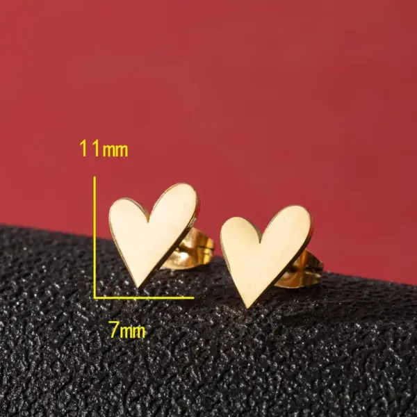Ion Plating (IP) 18K Gold Real Gold Plated Heart Shape 304 Stainless Steel Cute Simple Style Waterproof Non Tarnish Ear Studs