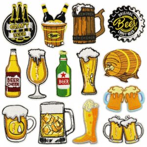 oly-3e192384458dc7a39e1ff4fd4b6425e1 Wholesale New cartoon beer mug embroidered fabric patch, in stock, decorative badge, label, computer embroidery, iron-on patch.