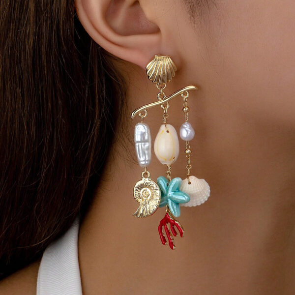 Wholesale Beach-style starfish and seashell earrings