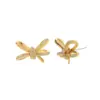 Wholesale Retro Flower Copper Inlay Zircon Drop Earrings Ear Studs 1 Pair