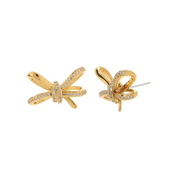 Wholesale Retro Flower Copper Inlay Zircon Drop Earrings Ear Studs 1 Pair
