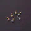 Copper Artificial Gemstones Ear Cartilage Rings & Studs Flower Waterproof Non Tarnish Surgical Steel