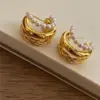 Wholesale 1 Pair Lady C Shape Plating Inlay Copper Artificial Pearls Ear Studs