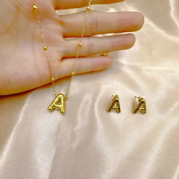 304 Stainless Steel Letter PVD Coated Golden Plated Elegant Hip-Hop Simple Style Gold Jewelry Set