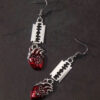 Wholesale 1 pair of men's pendant earrings with vintage gothic hearts and blade design