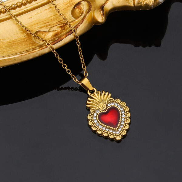 Wholesale Stylish stainless steel gold-plated heart-shaped oil drop necklace