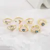 Wholesale Fashion Copper Plating 18k Gold Zircon Dripping Devil's Eye Geometric Open Ring Female New