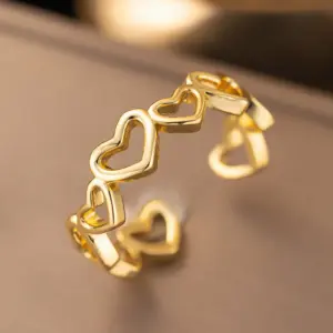 F1181 Copper Material-Hollow Size Love Ring Gold