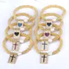 Wholesale Copper 18K Gold Plated Elegant Vintage Style Luxurious Plating Inlay Cross Heart Shape Zircon Bracelets