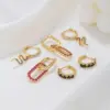 Wholesale Cute Sweet Geometric Brass Plating Inlay Zircon 18k Gold Plated Silver Plated Drop Earrings