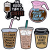 Wholesale Coffee Quote Brooch Cartoon Metal Badge Accessory