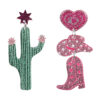 Wholesale Cross-border New Western Style Cactus Denim Hat Boots Sequin Acrylic Pendant Earrings Asymmetric Earrings