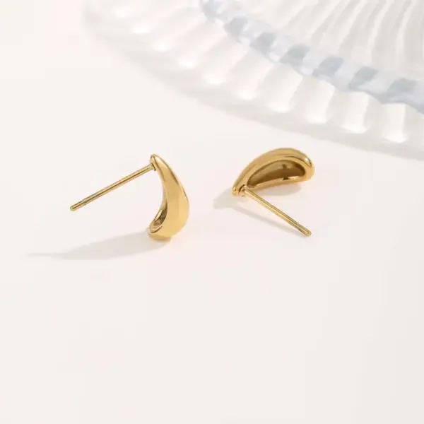 Vacuum Plating Real Gold Plated 18K Gold Irregular Square Water Droplets 304 Stainless Steel Streetwear Waterproof Non Tarnish Ear Studs