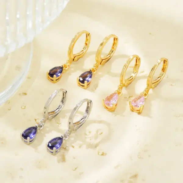 Wholesale 1 Pair Casual Vintage Style Simple Style Water Droplets Plating Inlay 304 Stainless Steel Copper Zircon Gold Plated Drop Earrings