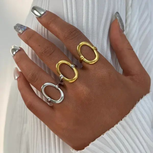 oly-3e57b939f96bd999b4a50d4e60bf82c6 Wholesale PVD Coated Real Gold Plated 18K Gold Geometric 304 Stainless Steel Casual Simple Style Waterproof Non Tarnish Adjustable Ring