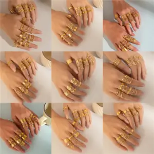 Wholesale 304 Stainless Steel Heart Shape Ion Plating (IP) 18K Gold Plated Modern Style Waterproof Non Tarnish Plating Hollow Out Rings