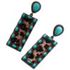 Wholesale European and American Exaggerated Earrings Women's Retro Oval Turquoise Hollow Geometric Leopard Leather Earrings Foreign Trade Jewelry