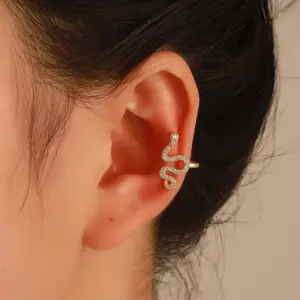 Wholesale Simple Style Snake Copper Ear Clips Plating Zircon Copper Earrings