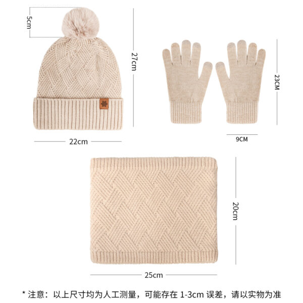 Wholesale Women's knitted hat winter cold-proof double-layer scarf outdoor warm knitted hat scarf gloves three-piece set