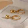 Wholesale PVD Coated Real Gold Plated 16K Gold White Gold Plated Water Droplets 304 Stainless Steel Elegant Modern Style Waterproof Non Tarnish Earrings