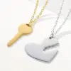 Wholesale 304 Stainless Steel Stainless Steel Heart Shape Key PVD Coated 18K Real Gold Plated Simple Style Plating Gold Silver