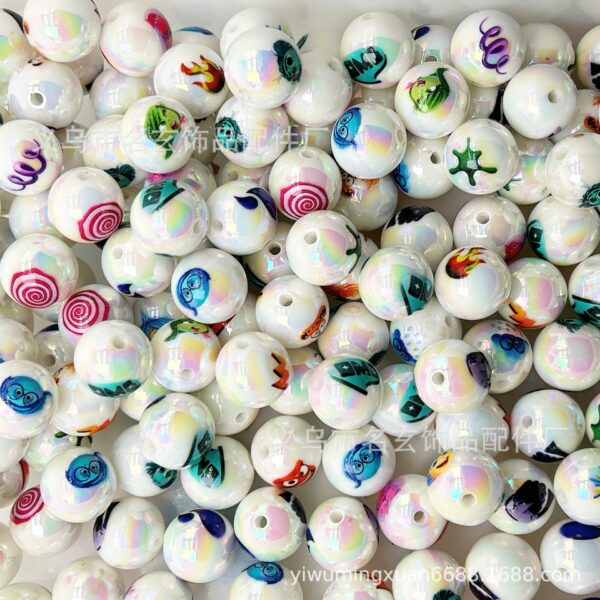 Wholesale Printed Christmas beads cartoon beads