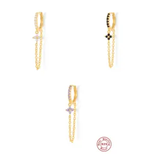 Wholesale 1 Piece Silver Zircon Flower Drop Earrings