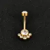 1 Piece Belly Rings Simple Style Solid Color 302 Stainless Steel 316 Stainless Steel Polishing Plating Inlay Diamond 18K Gold Plated Belly Rings