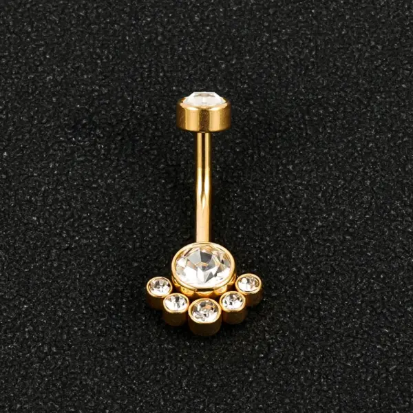 1 Piece Belly Rings Simple Style Solid Color 302 Stainless Steel 316 Stainless Steel Polishing Plating Inlay Diamond 18K Gold Plated Belly Rings