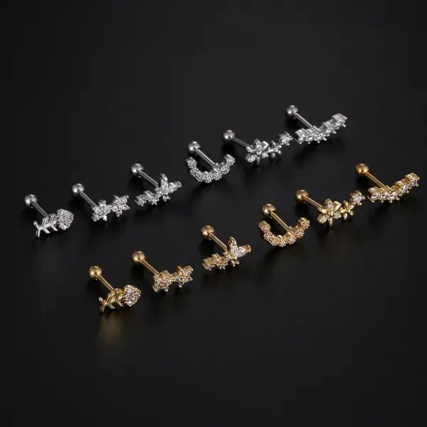Fashion Star Stainless Steel Star Zircon Ear Studs 1 Piece