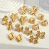 Wholesale Electroplating Golden Plated Irregular Square Leaves 304 Stainless Steel Casual Simple Style Polishing Plating Earrings