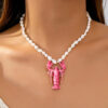 oly-3e7af64237746d0f4ccdb8a12944407c Wholesale Beach Style Shell Pink Oil Drop Pendant Necklace