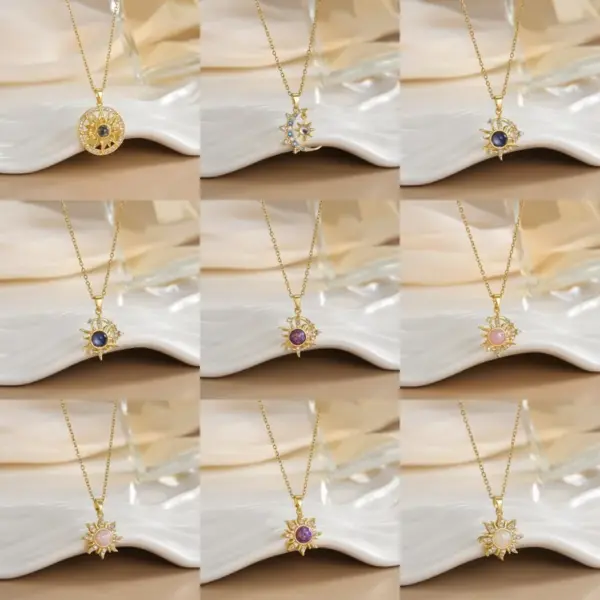 Wholesale Jewelry Casual Elegant Lady Moon Titanium Steel Plating Pendant Necklace