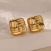 PVD Coated Real Gold Plated Geometric Butterfly 304 Stainless Steel Elegant Vintage Style Waterproof Non Tarnish Ear Studs
