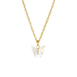 White Shell Butterfly Pendant Necklace