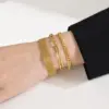 PVD Coated Real Gold Plated Geometric 201 Stainless Steel Simple Style Waterproof Non Tarnish 201 Stainless Steel Bracelets