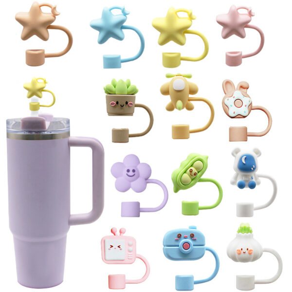 Wholesale Cross-Border Amazon 8-10mm Pvc Soft Rubber Environmentally Friendly Straw Cap Suitable for Straw Cup Dustproof Straw Plug