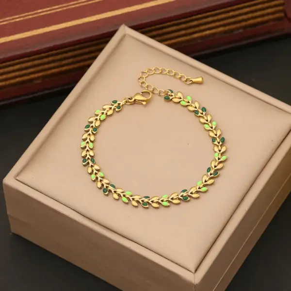 Ion Plating (IP) 18K Gold Real Gold Plated Grain 304 Stainless Steel Casual Commute Waterproof Non Tarnish 304 Stainless Steel Bracelets