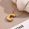 Wholesale Jewelry Casual Modern Style Simple Style Letter 304 Stainless Steel 18K Gold Plated Handmade Polishing Snake Chain Pendant Necklace