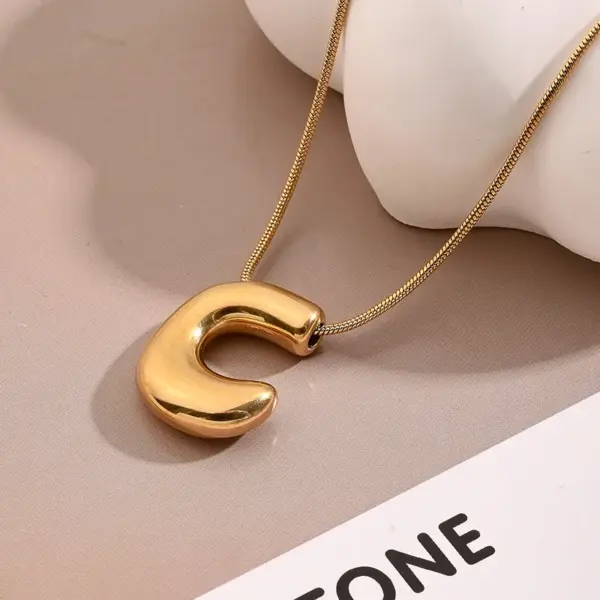 Wholesale Jewelry Casual Modern Style Simple Style Letter 304 Stainless Steel 18K Gold Plated Handmade Polishing Snake Chain Pendant Necklace