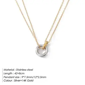 Gold and Silver Spliced Round Pendant