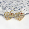 Wholesale Hollow Love Earrings MOM Pendant Red Set Gemstone Fashion Elegant Sweet Earrings Mother's Day Gift