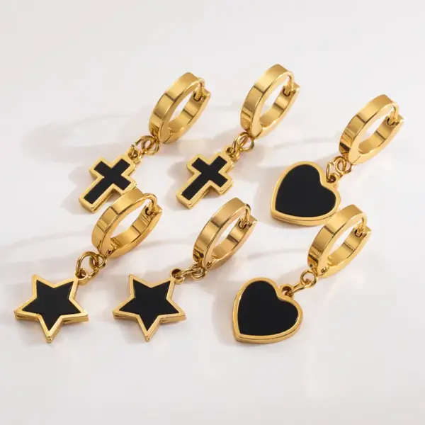 Wholesale 1 Pair Modern Style Simple Style Cross 304 Stainless Steel Drop Earrings