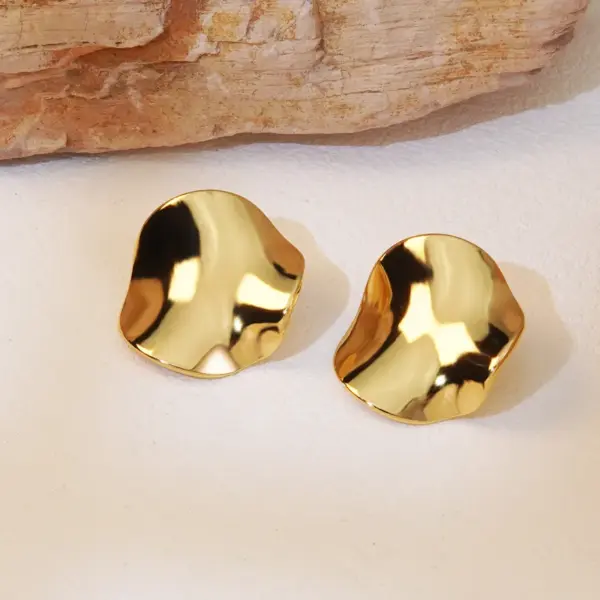 1 Pair Simple Style Round Plating 304 Stainless Steel Imitation Gold Electroplating Ear Studs