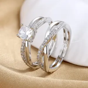Wholesale Ig Style Round Copper Inlay Zircon Rings