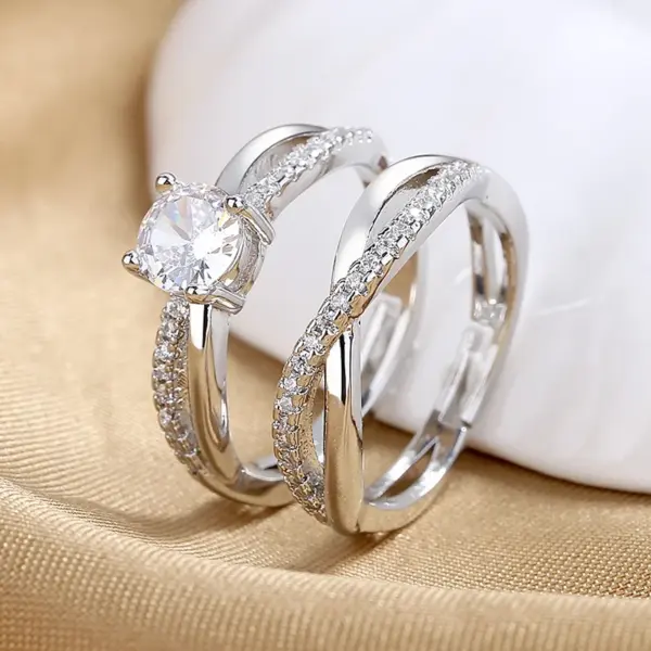 Wholesale Ig Style Round Copper Inlay Zircon Rings