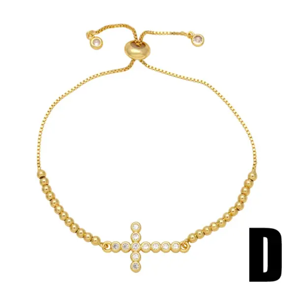 Wholesale Copper Vintage Style Cross Butterfly Inlay Zircon Bracelets